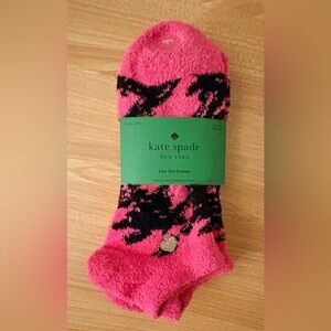 Kate Spade Printed Women's Low Cut Cozies Fuzzy Soft Pink Socks OS 4-10 NWT